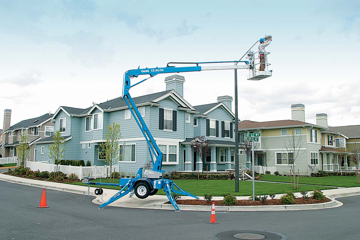 genie tz-34/20 trailer mounted boom lift application