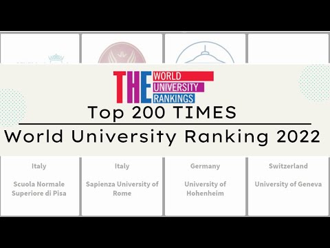[2022]Top 200 TIMES World University Ranking 2022｜Times higher education 2022 University Ranking