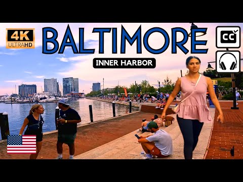 [4K] ASMR Caminata en Inner Harbor Baltimore