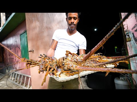 Fried Lobster Jacuzzi  JAMAICAN FOOD  Beach Party at Hellshire Beach, Jamaica!