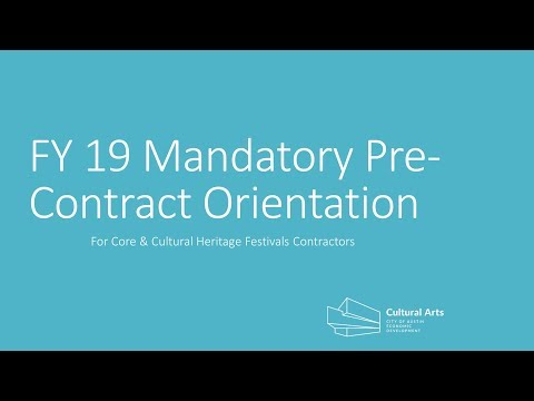 FY 19 Mandatory Pre-Contract Orientation