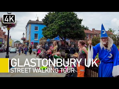 Glastonbury, England 4K | Alternative Culture and Arthurian Legend - Town Walking Tour