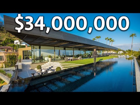 Inside a $34,000,000 FUTURISTIC Hollywood Hills Modern Mansion with a Retractable Roof!