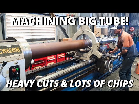 Machining a BIG Steel Tube! | Heavy Cuts & Lots of Chips