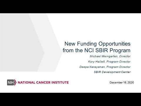 NCI SBIR Webinar for Innovative Concept Award and Small Business Transition Grant
