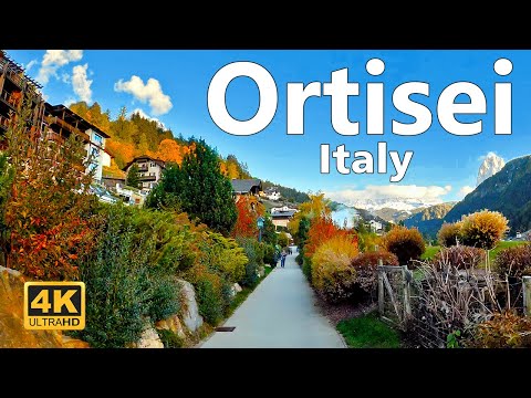 Ortisei, Italy - Walking Tour (4K Ultra HD 60fps)