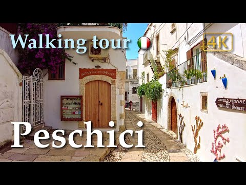 Peschici (Puglia), Italy【Walking Tour】With Captions - 4K