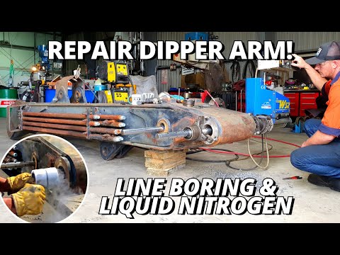 Repair a Feller Buncher Dipper Arm | Line boring & Liquid Nitrogen
