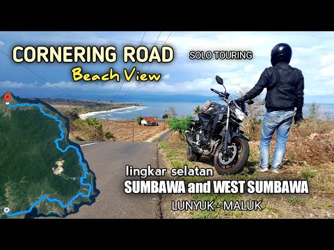 Solo touring the southern circle | Cornering road on sumbawa island with beautiful beach views