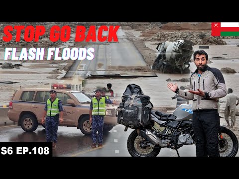 STOPPED BY THE POLICE DUE TO FLASH FLOODS EP.108 | MIDDLE EAST Motorcycle Tour