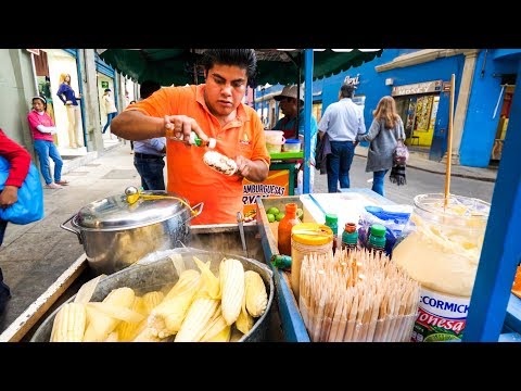 Street Food in Oaxaca - CHEESE CORN CHAMPION and Mexican Meat Alley Tour in Mexico!