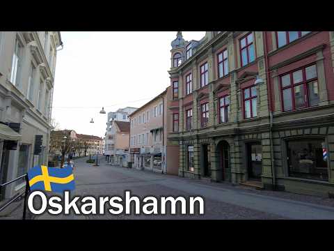 Sweden, evening walking tour of Oskarshamn. The town with the oldest longest sofa?