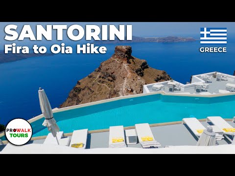 The Beautiful Island of Santorini - 7.5 mile/12km Hike - 4K - with Captions