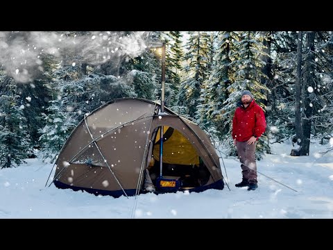 Winter Hot Tent Camping: Caught in Unexpected Snowstorm in the Oregon Forest
